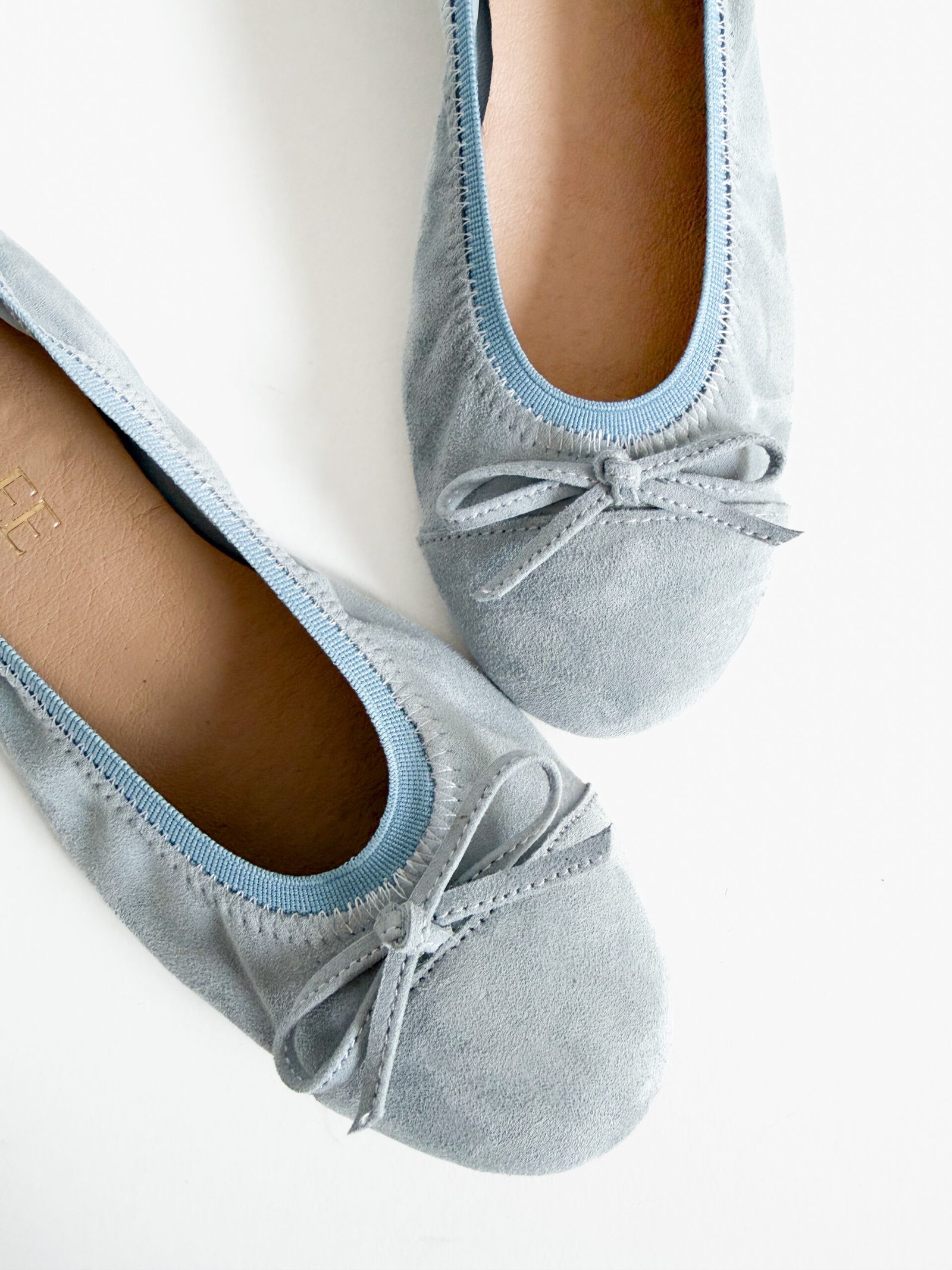 Błękitne baleriny z naturalnej skóry zamszowej 07/60 - obrazek 3